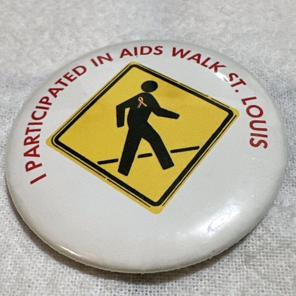 VTG I Participated In AIDS Walk St Louis Pinback Button Awareness Ribbon 2.25in
